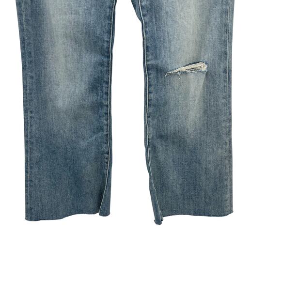 Everlane The High-Rise Flare‎ Jeans Cropped Medium Wash Distressed Size 25 - Picture 5 of 14
